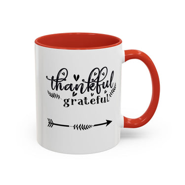 Faith Culture - Thankful and Grateful Christian Thanksgiving Accent Coffee Mug, 11oz and 15oz 11oz Red