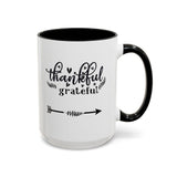 Faith Culture - Thankful and Grateful Christian Thanksgiving Accent Coffee Mug, 11oz and 15oz 15oz Black