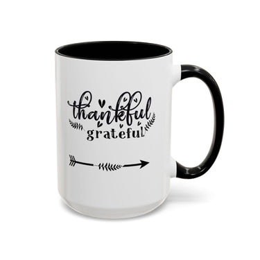 Faith Culture - Thankful and Grateful Christian Thanksgiving Accent Coffee Mug, 11oz and 15oz 15oz Black
