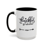 Faith Culture - Thankful and Grateful Christian Thanksgiving Accent Coffee Mug, 11oz and 15oz