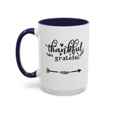 Faith Culture - Thankful and Grateful Christian Thanksgiving Accent Coffee Mug, 11oz and 15oz