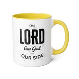 Faith Culture - The Lord Our God Is On Our Side - Christian Thanksgiving Accent Mug, 11oz