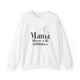 Faith Culture - This Mama Blesses with Faithfulness-Christian Unisex Heavy Blend™ Crewneck Sweatshirt White