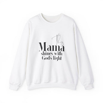 Faith Culture - This Mama Shines with God's Light - Christian Unisex Heavy Blend™ Crewneck Sweatshirt White