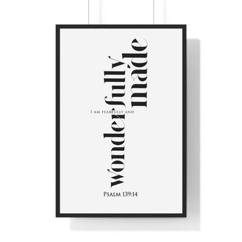 Wonderfully Made - Psalm 139:14 - Christian Wall Art 24″ x 36″ Black