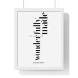 Wonderfully Made - Psalm 139:14 - Christian Wall Art 11″ x 14″ White