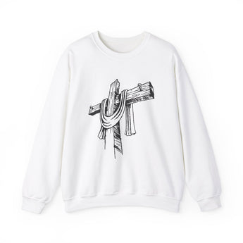 Faith Culture - Wooden Cross - Christian Unisex Heavy Blend™ Crewneck Sweatshirt