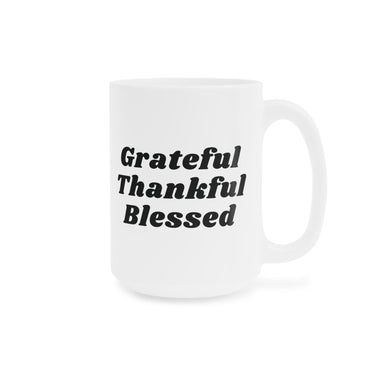 Faith Culture Grateful Thankful Blessed Ceramic Coffee Mug Christian Inspirational Drinkware 15oz White