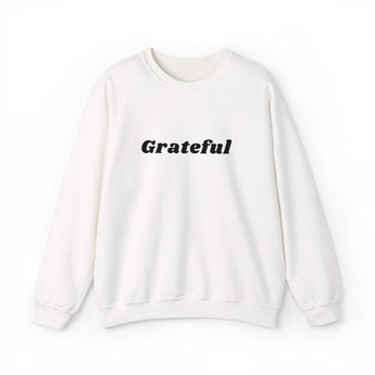 Faith Culture Grateful Unisex Heavy Blend Crewneck Sweatshirt Christian Thankfulness Apparel White