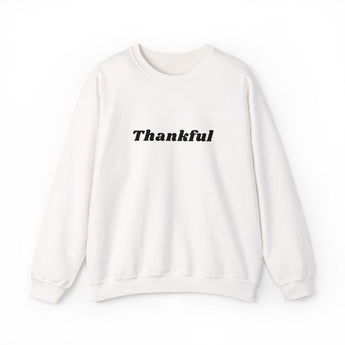 Faith Culture Thankful Unisex Heavy Blend Crewneck Sweatshirt Christian Gratitude Apparel White