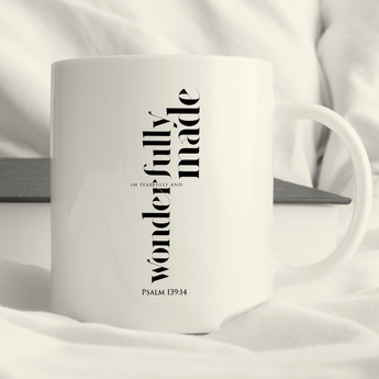 Tasse à café chrétienne "Créé d'une manière redoutable et merveilleuse" | Psaume 139:14