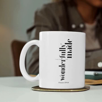 Fearfully and Wonderfully Made Ceramic Christian Coffee Mug - Faith Culture