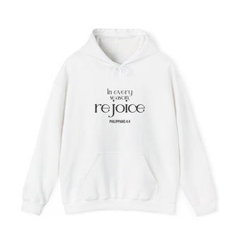 Rejoice Christian Hoodie | Philippians 4:4 White