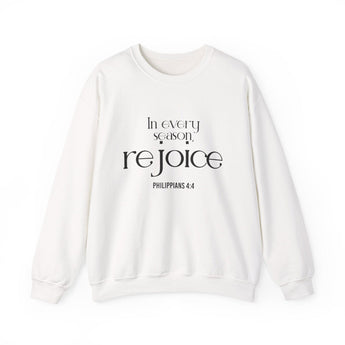 Rejoice Christian Sweatshirt | Philippians 4:4 White