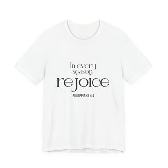 Rejoice Christian T-Shirt | Philippians 4:4 White