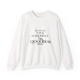 Remember His Goodness Christian Sweatshirt | Psalm 103:2 White