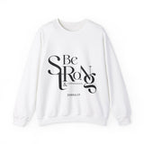 Be Strong and Courageous Christian Sweatshirt – Joshua 1:9 in white | Faith Culture