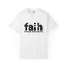Faith Moves Mountains Christian T-Shirt — Matthew 17:20 in white