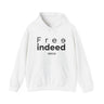 Free Indeed Abstract Christian Hoodie – John 8:36 in white | Faith Culture