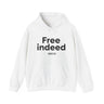 Free Indeed Christian Hoodie – John 8:36 in white | Faith Culture