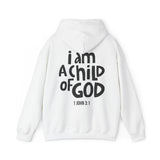 I Am a Child of God Christian Hoodie – 1 John 3:1 in white | Faith Culture