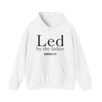 Led by the Father Christian Hoodie – Romans 8:14 in white | Faith Culture