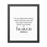 Let Your Light Shine framed Christian wall art inspired by Matthew 5:16
