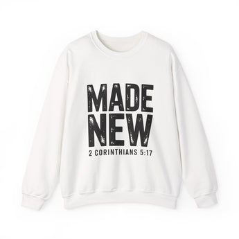 Made New Christian Sweatshirt – 2 Corinthians 5:17 in white | Faith Culture