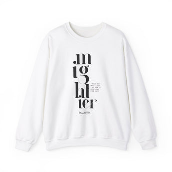 Mighty God Christian Sweatshirt in white | Faith Culture