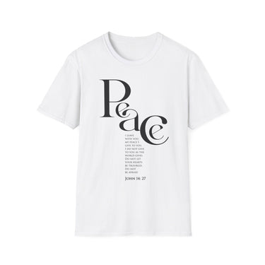 Peace I Leave with You Christian T-Shirt — John 14:27 in white