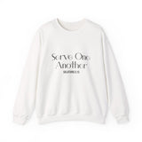 Serve One Another Christian Sweatshirt – Galatians 5:13 in white | Faith Culture