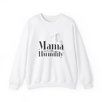 This Mama Serves with Humility Christian Sweatshirt in white | Faith Culture