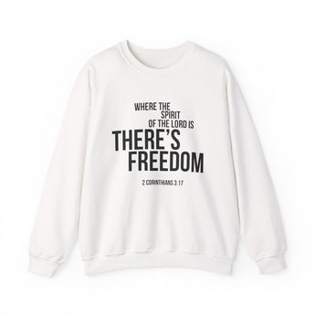 Where the Spirit Is There’s Freedom Christian Sweatshirt – 2 Corinthians 3:17 in white | Faith Culture