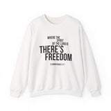 Where the Spirit Is There’s Freedom Christian Sweatshirt – 2 Corinthians 3:17 in white | Faith Culture
